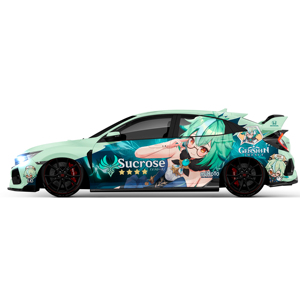 Venta al por mayor Genshin Impact Itasha 19 <span class=keywords><strong>Anime</strong></span> Girl Car Side Wrap gráficos a todo Color vinilo livery calcomanía JDM pegatina compatible con cualquier coche - Product Image 1