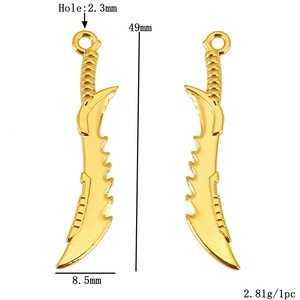 Pendentif épée en acier inoxydable plaqué or, formes variées, pour la fabrication de colliers, accessoires de bijouterie - Product Image 3