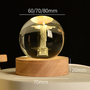 기독교 가톨릭 <span class=keywords><strong>LED</strong></span> 천사 빛나는 3D 문 아트 크리스탈 볼 예수 십자가 부활절 공 장식 나무 받침대로 야간 조명 - Product Image 6