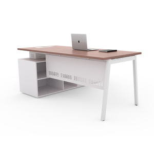 Muebles de Oficina Modernos para <span class=keywords><strong>Director</strong></span>, Mesa de Gerente con Cajonera Lateral, Escritorio Ejecutivo en Forma de L Blanco - Product Image 2