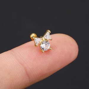Stainless Steel Barbell Opal Stone Geometry Shape Cartilage Piercing <b>Stud</b> Cz Ear Tragus Helix Screw Back <b>Earring</b> - Product Image 6