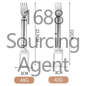 Couteau trancheur à double tête <span class=keywords><strong>en</strong></span> acier inoxydable 2-<span class=keywords><strong>en</strong></span>-1, coupe-fruits et fourchette à pastèque Gadget de <span class=keywords><strong>cuisine</strong></span> domestique - Product Image 3