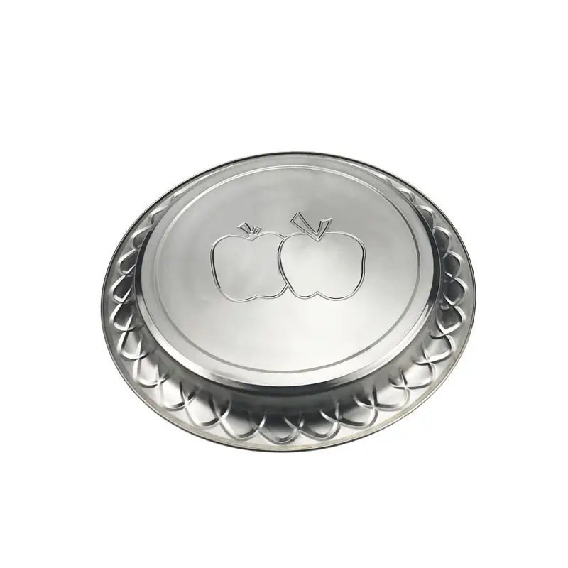 Factory Price Stainless Steel Tray Arabic Style Pattern Plate round Food Dinner Plate Restaurant Major Diameter Service Plate