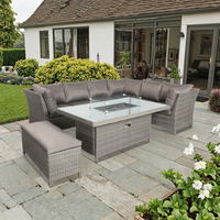 Ensemble de salon de jardin en rotin en forme de L, mobilier d'extérieur moderne, canapé de patio, table de foyer