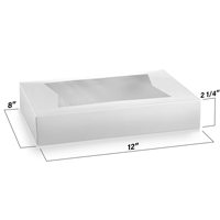 Boîte à gâteau blanche grande et haute avec fenêtre, emballage pour pâtisserie, boîtes à gâteaux en gros, personnalisées, en kraft, 12x8x2.25 pouces