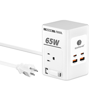Stop Kontak Listrik Harga Terjangkau PD 65W Gan 4 Port USB Pelindung Lonjakan Arus 110-250V AC Kabel Ekstensi 2m Colokan UK