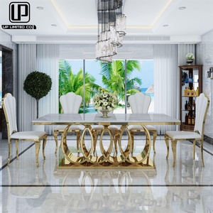 Venta Directa de Fábrica, Juego de Mesa Rectangular de Mármol para Comedor, 10 Plazas, Acero Inoxidable Cromado, para el Hogar - Product Image 3