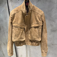 Veste de luxe de haute qualité en cuir véritable pour femme, veste bomber courte en daim