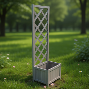 Jardinière en treillis en bois de sapin massif gris 15,7''x11,8''x53,1'' pour jardin - Product Image 2