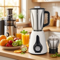 Mixeur-Blender Électrique Portable Haute Performance 1000W en Acier Inoxydable, 3 Bocaux, 3 Vitesses, Anti-Fuite, pour Jus de Fruits et Broyage Puissant