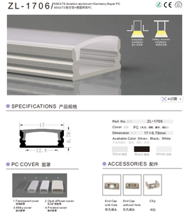 Profilé en aluminium LED de montage en surface de haute qualité, non étanche, 17*6 mm, 6063-T5, anodisé argent, pour décoration linéaire - Product Image 2