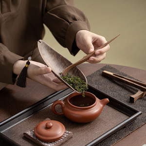 Ebony Solid Wood <b>Tea</b> Scoop Set Oval Shape Kung Fu <b>Tea</b> Ceremony Accessories With <b>Tea</b> <b>Tray</b> And Spoon For Afternoon <b>Tea</b> - Product Image 4