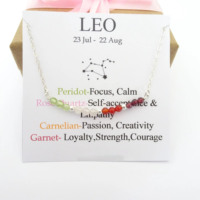 Collier zodiacal en pierres précieuses naturelles minuscules, bijoux en pierre de naissance, acier inoxydable, cadeau de demoiselle d'honneur, cristal de guérison fait à la main, 12 signes