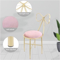 Vente en gros US Coréen Rose Bow Dressing Chair Jolies Femmes Maquillage Chambre Chaise Rosa Coussin en velours pour les filles