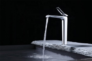 Robinet de lavabo haut chromé à levier unique pour salle de bain, mitigeur de lavabo surélevé - Product Image 3