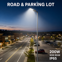 Lampadaire LED extérieur commercial pour routes et parkings, 130 lm/W, 100 W/200 W, IP65, étanche, économie d'énergie AC, avec garantie de 3 ans