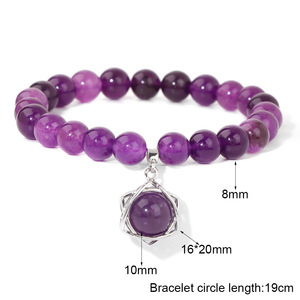 <span class=keywords><strong>Bracelet</strong></span> en <span class=keywords><strong>pierre</strong></span> naturelle Bestone, best-seller, 8 mm, avec pendentif en forme d'étoile, <span class=keywords><strong>bracelet</strong></span> en <span class=keywords><strong>pierre</strong></span> naturelle, cristal de guérison pour le yoga, pour femmes - Product Image 3