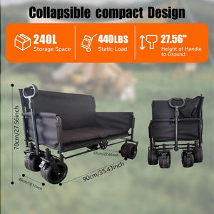 Carrello di nuovo stile Camp pieghevole grande capacità all'aperto carrello a mano da giardino campeggio traino carretto - Product Image 4