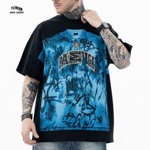 Dgt Print T-Shirt Street Graffiti Print Oversized-Camiseta Oversizee Washed Out Men <span class=keywords><strong>Hxh</strong></span> Pre Dtg Custom 250Gsm Back Full With - Product Image 4