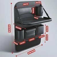 Organisateur de siège arrière de voiture en cuir avec table pliable, sac de rangement suspendu multi-poches, pochette anti-usure pour dossier de siège