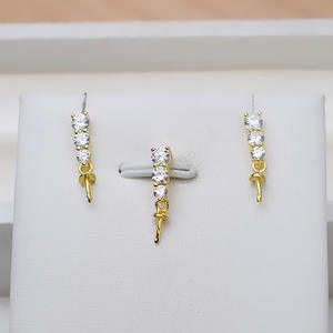 Accessoires de bijouterie vintage en argent S925 pour femme, pendentif d'oreille avec boucles d'oreilles et ensemble de tête, plateau vide et semi-fini 1275 - Product Image 1