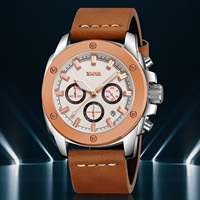 Jam Tangan Mewah Sporty Tahan Air Kaca Penunjuk 3BAR Tahan Air Desain Kronograf Paduan Logam Merek Terbaik Tali Kulit Quartz