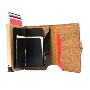 OEM ODM Reasonable Price <b>Men</b> Leather Pop up Cardholder Box Geldbeutel Kartenhalter <b>RFID</b> Blocking Auto Eject Mini <b>Wallet</b> <b>for</b> <b>Men</b> - Product Image 5