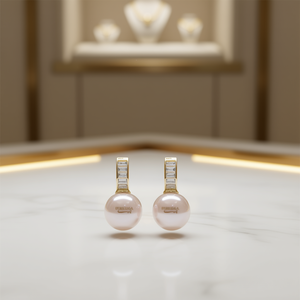 Pendientes de Perlas Cultivadas Dibdouba, Chapados en Oro de 18K, Perlas Redondas Blancas AAA, Joyería Clásica para Mujer, para Bodas - Product Image 2