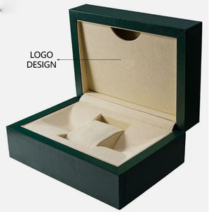 High End Green PU Watch Packaging Box Wholesale Brand Watch Gift Box Custom Embossed Logo Watch <b>Display</b> <b>Case</b> - Product Image 4