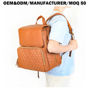 <span class=keywords><strong>Sac</strong></span> à <span class=keywords><strong>langer</strong></span> pour bébé en cuir végétalien personnalisable par le fabricant, couleur camel/cognac/crème/marron foncé, <span class=keywords><strong>sac</strong></span> à dos pour maman - Product Image 1