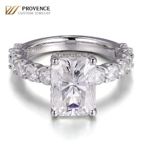 Anillo de Moissanita con Corte Radiante de 4.5ct, Oro Blanco Sólido Real de 18k, 14k, 10k, Joyería Fina, Anillos Personalizados, Anillos de Compromiso para Mujer - Product Image 1