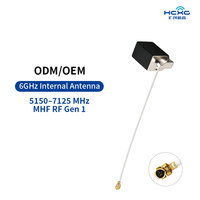 Antena Interna Integrada WiFi 6E/7 de 6 GHz, 5150-7125 MHz, 4 dBi, MHF RF Gen 1, Cable de 1.13 mm y 100 mm