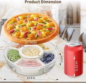 IN STOCK LOW MOQ Rotating Snackle Box <b>Container</b> Spining Divided Serving Tray with Lid - Product Image 4