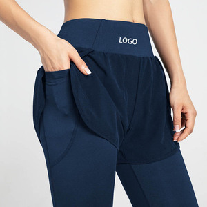 Fitness para <span class=keywords><strong>mujer</strong></span> Deporte Gimnasio Ropa de cintura alta Leggings de bolsillo para teléfono Dos piezas Caderas Pantalones de yoga ajustados Estiramiento <span class=keywords><strong>2</strong></span> <span class=keywords><strong>en</strong></span> <span class=keywords><strong>1</strong></span> Legging - Product Image 1