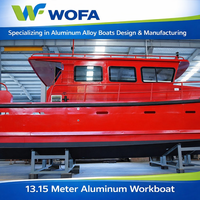 Bateau de travail et de pêche en alliage d'aluminium de 13,15 m avec moteur à essence, navire de service