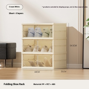 Sıcak satış çift sıra şeffaf plastik ayakkabı raf uzun çizme ve oyuncak depolama çok katmanlı katlanır ayakkabı dolabı - Product Image 6