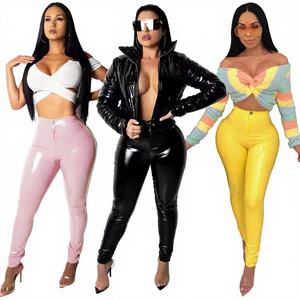 <span class=keywords><strong>Pantaloni</strong></span> Donna Sexy Lucidi in PVC/PU a Vita Alta, Vestibilità Regolare, Stile Vintage Boot Cut, Senza Odore, per Commercio Transfrontaliero Europeo e Americano - Product Image 1