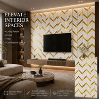 Panneau mural décoratif en marbre doré géométrique Chevron UV MORLENX pour projet d'aménagement intérieur de luxe