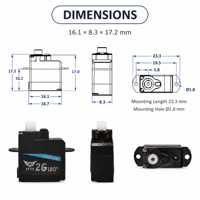 Micro servo numérique FFTY 2G, moteur de direction à engrenages en plastique 180 degrés pour avion RC, planeur, modèle à aile fixe, robot, connecteur JR