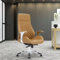 Chaise de direction moderne Noir+Blanc Base en alliage Surface en cuir PU Essentiel pour la salle de réunion