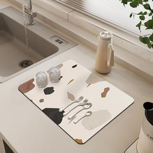 Tapis de drainage pour comptoir de cuisine, rectangulaire, 30x40cm, 40x60cm, antidérapant, absorbant, en fibre de polyester, motif abstrait - Product Image 3
