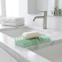 Support à savon en silicone incliné avec grille creuse, antidérapant et auto-drainant pour salle de bain, douche, évier de cuisine