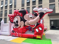 Château gonflable Mickey et Minnie Mouse en PVC, dimensions 4x4x3, installation facile, usage commercial