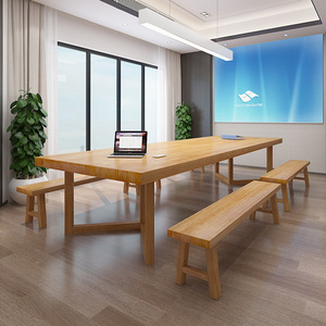 Table de conférence rectangulaire en bois massif, table de réunion de bureau, poste de travail combinable librement, bureau d'ordinateur bgz-01 - Product Image 1