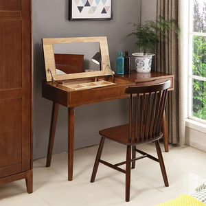 Solid Wood Dressing <b>Table</b> Natural Color <b>Mirror</b> Bedroom Furniture Versatile Design - Product Image 5