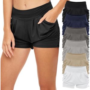 FOXA Women's High Waisted <b>Harem</b> <b>Shorts</b> With Pockets Breathable Spandex Polyester Knitted Multi Color Options - Product Image 1