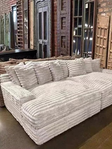 Ensemble de lit modulaire en éponge, style minimaliste italien, confort nuage épais, en tissu français, amovible et lavable - Product Image 1