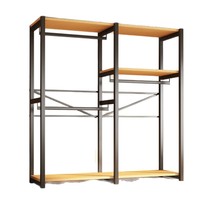 Étagère de rangement multi-niveaux en acier et bois pour vêtements, grande étagère de rangement pour les chambres à coucher