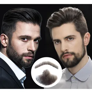 Wholesale barba invisibile per capelli umani con baffi fatti a mano in pizzo per uomo