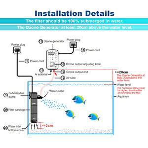 WEIPRO débit d'eau réglable filtre de réservoir de poissons d'aquarium submersible interne et générateur d'ozone pour eau verte eau trouble - Product Image 6